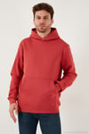 Regular Fit Kapüşonlu Kanguru Cepli İçi Tüylü Yumuşak Şardonlu Erkek Sweat 5905281 BAYRAK KIRMIZI