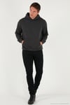 Regular Fit Kapüşonlu Kanguru Cepli İçi Tüylü Yumuşak Şardonlu Erkek Sweat 5905281 FÜME