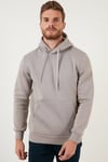 Regular Fit Kapüşonlu Kanguru Cepli İçi Tüylü Yumuşak Şardonlu Erkek Sweat 5905281 Kül