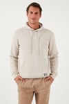 Regular Fit Kapüşonlu Kanguru Cepli İçi Tüylü Yumuşak Şardonlu Erkek Sweat 5905281 KUM