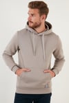 Regular Fit Kapüşonlu Kanguru Cepli İçi Tüylü Yumuşak Şardonlu Erkek Sweat 5905281 Kül