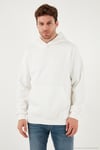 Regular Fit Kapüşonlu Kanguru Cepli İçi Tüylü Yumuşak Şardonlu Erkek Sweat 5905281 EKRU