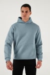 Regular Fit Kapüşonlu Kanguru Cepli İçi Tüylü Yumuşak Şardonlu Erkek Sweat 5905281 MAVİ