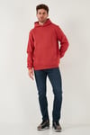 Regular Fit Kapüşonlu Kanguru Cepli İçi Tüylü Yumuşak Şardonlu Erkek Sweat 5905281 BAYRAK KIRMIZI
