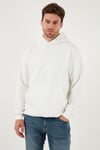 Regular Fit Kapüşonlu Kanguru Cepli İçi Tüylü Yumuşak Şardonlu Erkek Sweat 5905281 EKRU