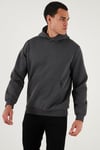 Regular Fit Kapüşonlu Kanguru Cepli İçi Tüylü Yumuşak Şardonlu Erkek Sweat 5905281 ANTRASİT