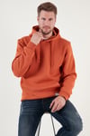 Regular Fit Kapüşonlu Kanguru Cepli İçi Tüylü Yumuşak Şardonlu Erkek Sweat 5905281 Tarçın