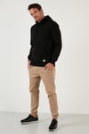 Regular Fit Kapüşonlu Kanguru Cepli İçi Tüylü Yumuşak Şardonlu Erkek Sweat 5905281 SİYAH