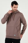 Regular Fit Kapüşonlu Kanguru Cepli İçi Tüylü Yumuşak Şardonlu Erkek Sweat 5905281 TOPRAK