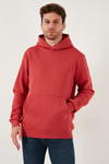 Regular Fit Kapüşonlu Kanguru Cepli İçi Tüylü Yumuşak Şardonlu Erkek Sweat 5905281 BAYRAK KIRMIZI