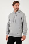 Regular Fit Kapüşonlu Kanguru Cepli İçi Tüylü Yumuşak Şardonlu Erkek Sweat 5905281 GRİ MELANJ