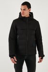 Regular Fit Kapüşonlu Kapitoneli Erkek Mont 497DEAN SİYAH