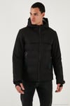 Regular Fit Kapüşonlu Kapitoneli Erkek Mont 497DEAN SİYAH