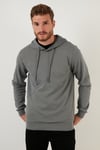 Regular Fit Kapüşonlu Pamuklu Erkek Sweat 5905285 AÇIK HAKİ