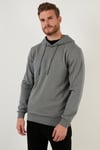 Regular Fit Kapüşonlu Pamuklu Erkek Sweat 5905285 AÇIK HAKİ
