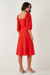 Regular Fit Kare Yaka Düğmeli Midi Boy Kadın Elbise 67810197 NAR ÇİÇEĞİ