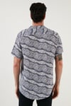 Regular Fit Kısa Kollu Apaş Yaka Desenli Erkek Gömlek CF21S114293 İNDİGO-BEYAZ