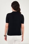 Regular Fit Kısa Kollu Düğmeli Triko Kadın Polo Yaka Kazak 4617056 SİYAH