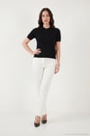 Regular Fit Kısa Kollu Düğmeli Triko Kadın Polo Yaka Kazak 4617056 SİYAH