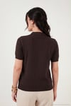 Regular Fit Kısa Kollu Düğmeli Triko Kadın Polo Yaka Kazak 4617056 KAHVE