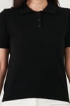 Regular Fit Kısa Kollu Düğmeli Triko Kadın Polo Yaka Kazak 4617056 SİYAH