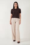 Regular Fit Kısa Kollu Düğmeli Triko Kadın Polo Yaka Kazak 4617056 KAHVE