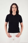 Regular Fit Kısa Kollu Düğmeli Triko Kadın Polo Yaka Kazak 4617056 SİYAH