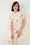 Regular Fit Kısa Kollu Kadın Pijama Takımı 65740104 BEJ