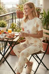 Regular Fit Kısa Kollu Kadın Pijama Takımı 65740104 BEJ