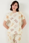 Regular Fit Kısa Kollu Kadın Pijama Takımı 65740104 BEJ