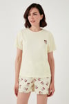 Regular Fit Kısa Kollu Şortlu Kadın Pijama Takımı 65740103 BEJ-PEMBE