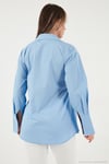 Regular Fit Klasik Yaka Bağlamalı Uzun Kollu Kadın Gömlek 6834987 MAVİ