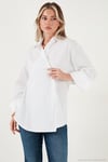 Regular Fit Klasik Yaka Bağlamalı Uzun Kollu Kadın Gömlek 6834987 BEYAZ