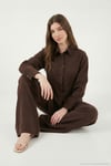 Regular Fit Klasik Yaka Belden Oturan Gömlek Kadın Takım 6928872 KAHVE