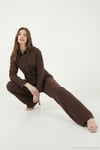 Regular Fit Klasik Yaka Belden Oturan Gömlek Kadın Takım 6928872 KAHVE