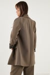 Regular Fit Klasik Yaka Desenli Astar Detaylı Blazer Kadın Ceket 6839227 HAKİ