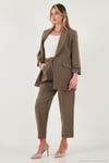 Regular Fit Klasik Yaka Desenli Astar Detaylı Blazer Kadın Ceket 6839227 HAKİ