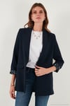 Regular Fit Klasik Yaka Desenli Astar Detaylı Blazer Kadın Ceket 6839227 LACİVERT