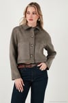 Regular Fit Klasik Yaka Süet Dokulu Cep Detaylı Kadın Ceket 6524992 HAKİ