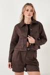 Regular Fit Klasik Yaka Süet Dokulu Cep Detaylı Kadın Ceket 6524992 KAHVE