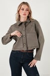 Regular Fit Klasik Yaka Süet Dokulu Cep Detaylı Kadın Ceket 6524992 HAKİ