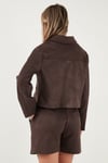 Regular Fit Klasik Yaka Süet Dokulu Cep Detaylı Kadın Ceket 6524992 KAHVE
