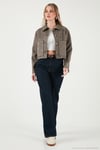 Regular Fit Klasik Yaka Süet Dokulu Cep Detaylı Kadın Ceket 6524992 HAKİ