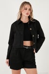 Regular Fit Klasik Yaka Süet Dokulu Cep Detaylı Kadın Ceket 6524992 SİYAH