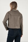 Regular Fit Klasik Yaka Süet Dokulu Cep Detaylı Kadın Ceket 6524992 HAKİ