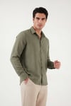 Regular Fit Klasik Yaka Uzun Kollu Erkek Gömlek CF26S121640 HAKİ