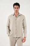 Regular Fit Klasik Yaka Uzun Kollu Erkek Gömlek CF26S121640 BEJ