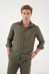 Regular Fit Klasik Yaka Uzun Kollu Erkek Gömlek CF26S121640 KAHVE