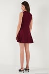 Regular Fit Kloş Etekli Bağlama Detaylı Kolsuz Mini Abiye Kadın Elbise 6525592 BORDO
