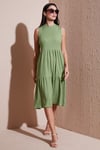 Regular Fit Kolsuz Midi Kadın Elbise 5869008 YAĞ YEŞİLİ